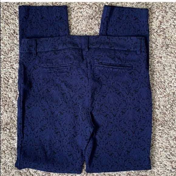 Adrienne Vittadini Blue Black Lace Textured Pants - Picture 6 of 7